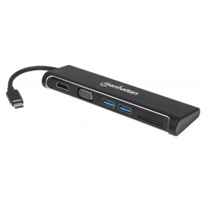 Convertidor Docking USB-C Superspeed 4-en-1 a HDMI/VGA