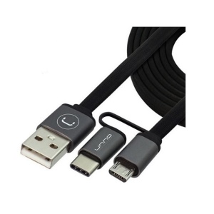 CABLE UNNO Tekno 2 en 1, USB tipo C y MICRO USB, 1 METRO